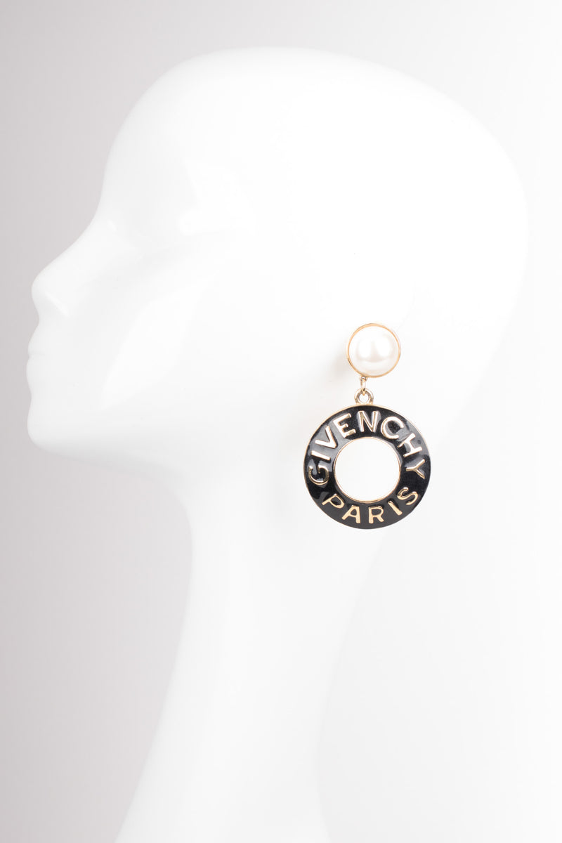 Givenchy Statement Enamel Pearl Drop Hoop Earrings
