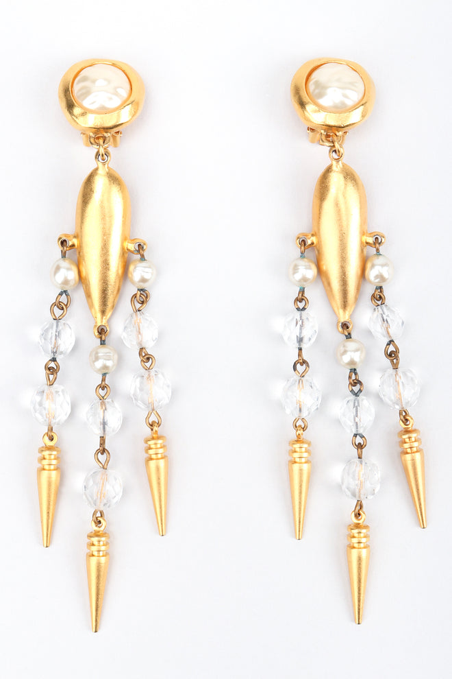 Recess Los Angeles Designer Consignment Vintage Beaded Spike Drop Chandelier Earrings