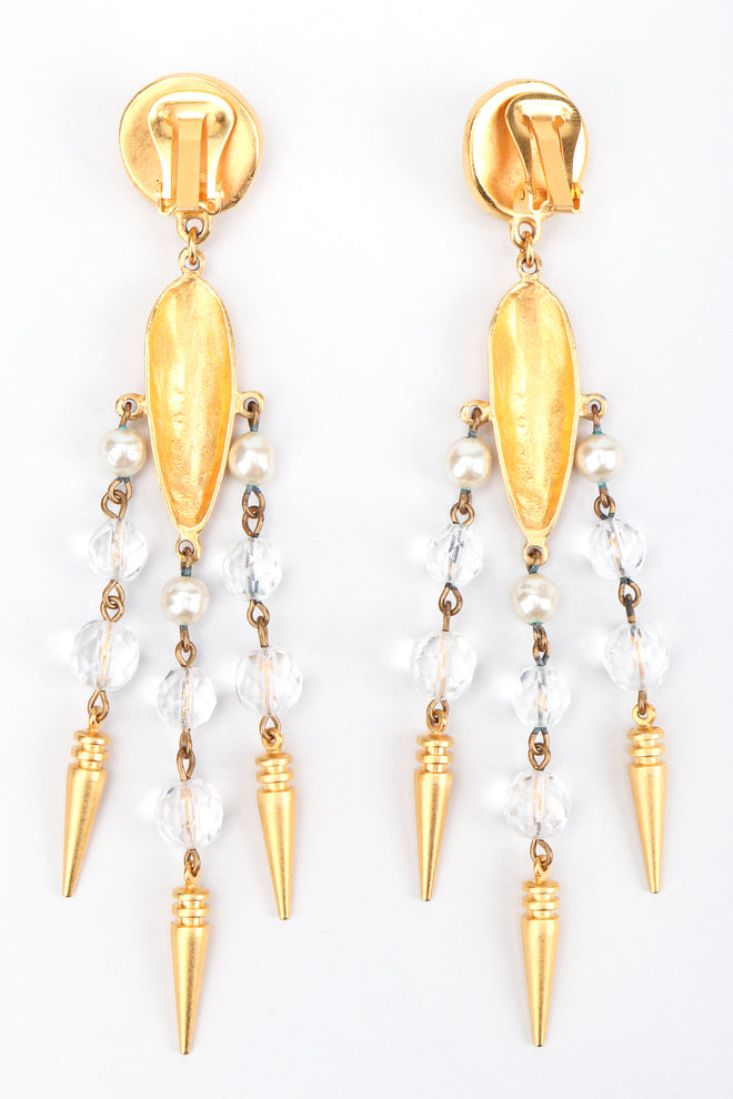 Recess Los Angeles Designer Consignment Vintage Beaded Spike Drop Chandelier Earrings
