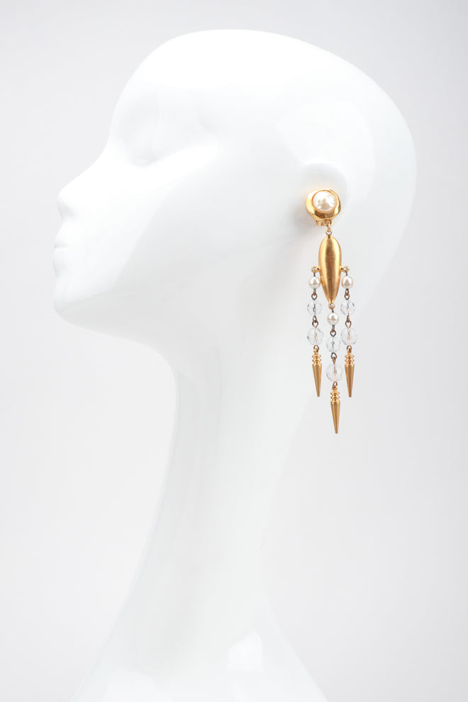 Recess Los Angeles Designer Consignment Vintage Beaded Spike Drop Chandelier Earrings
