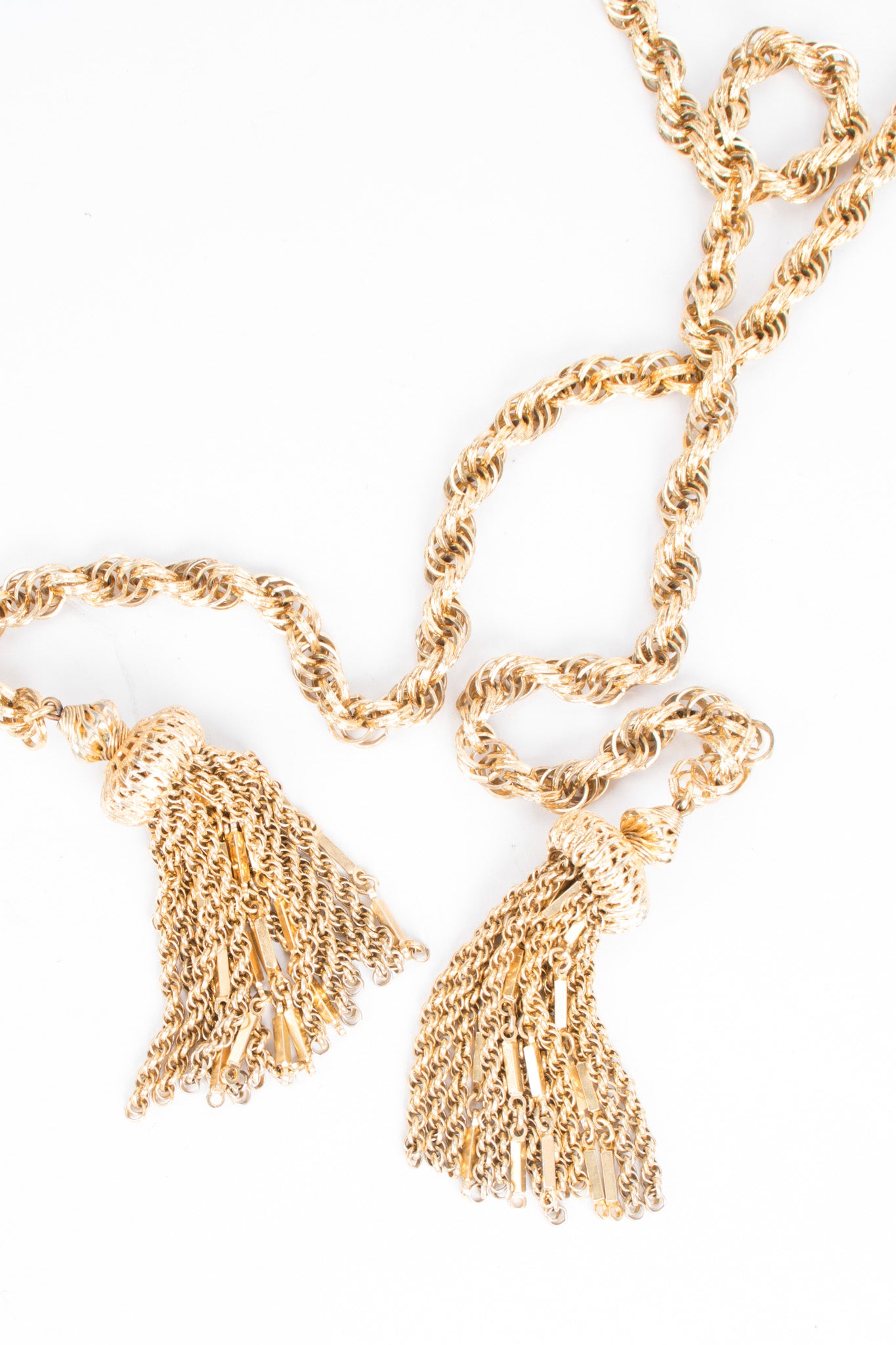 Vintage Gold Tassel Wrap Tie Necklace