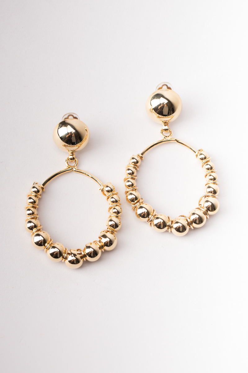 Oversized Vintage Gold Ball Hoop Earrings