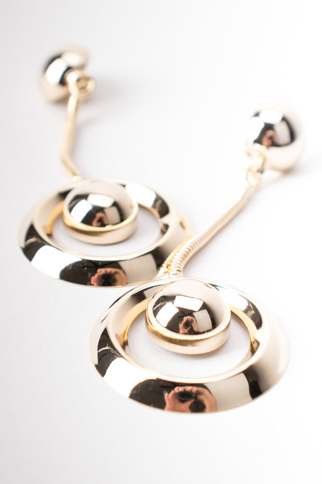 Gold Chain Drop Hoop Clip Earrings
