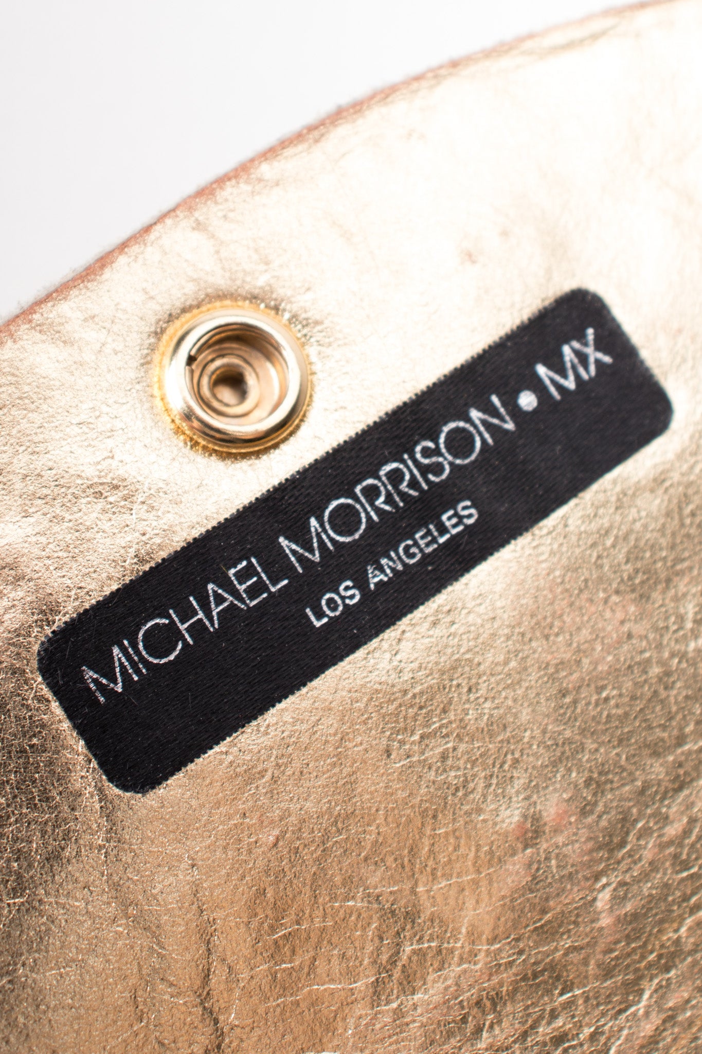 Michael Morrison Gold Lamé Crystal Stud Fanny Pack Belt Bag Crossbody