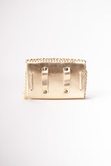 Michael Morrison Gold Lamé Crystal Stud Fanny Pack Belt Bag Crossbody