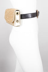 Michael Morrison MX Convertible Gold Lamé Crystal Stud Fanny Pack Belt Bag Crossbody