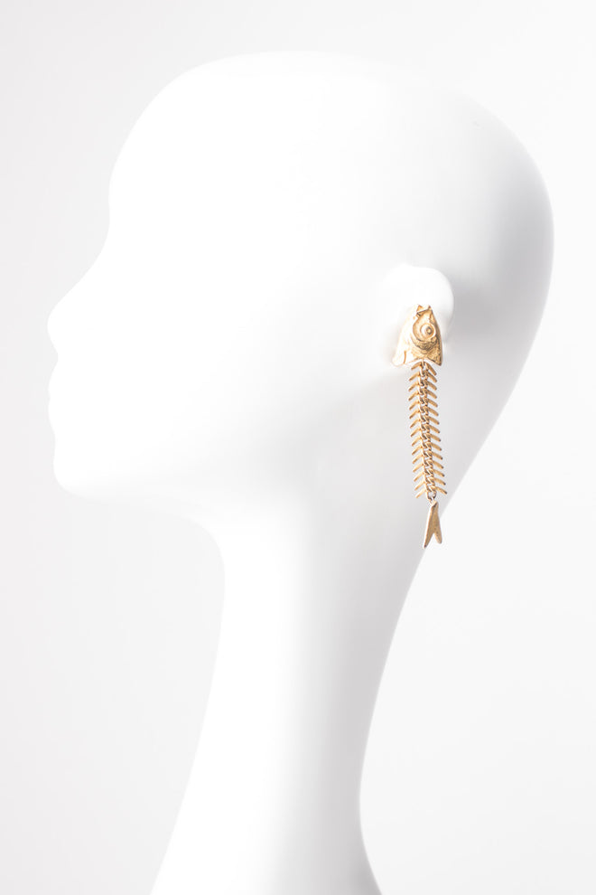 Fish Bone Backbone Vertebrae Earrings & Bracelet Set