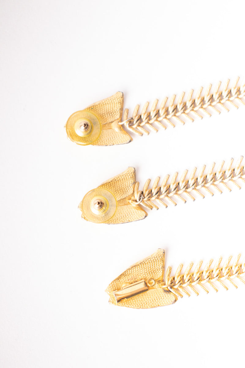 Fish Bone Backbone Vertebrae Earrings & Bracelet Set
