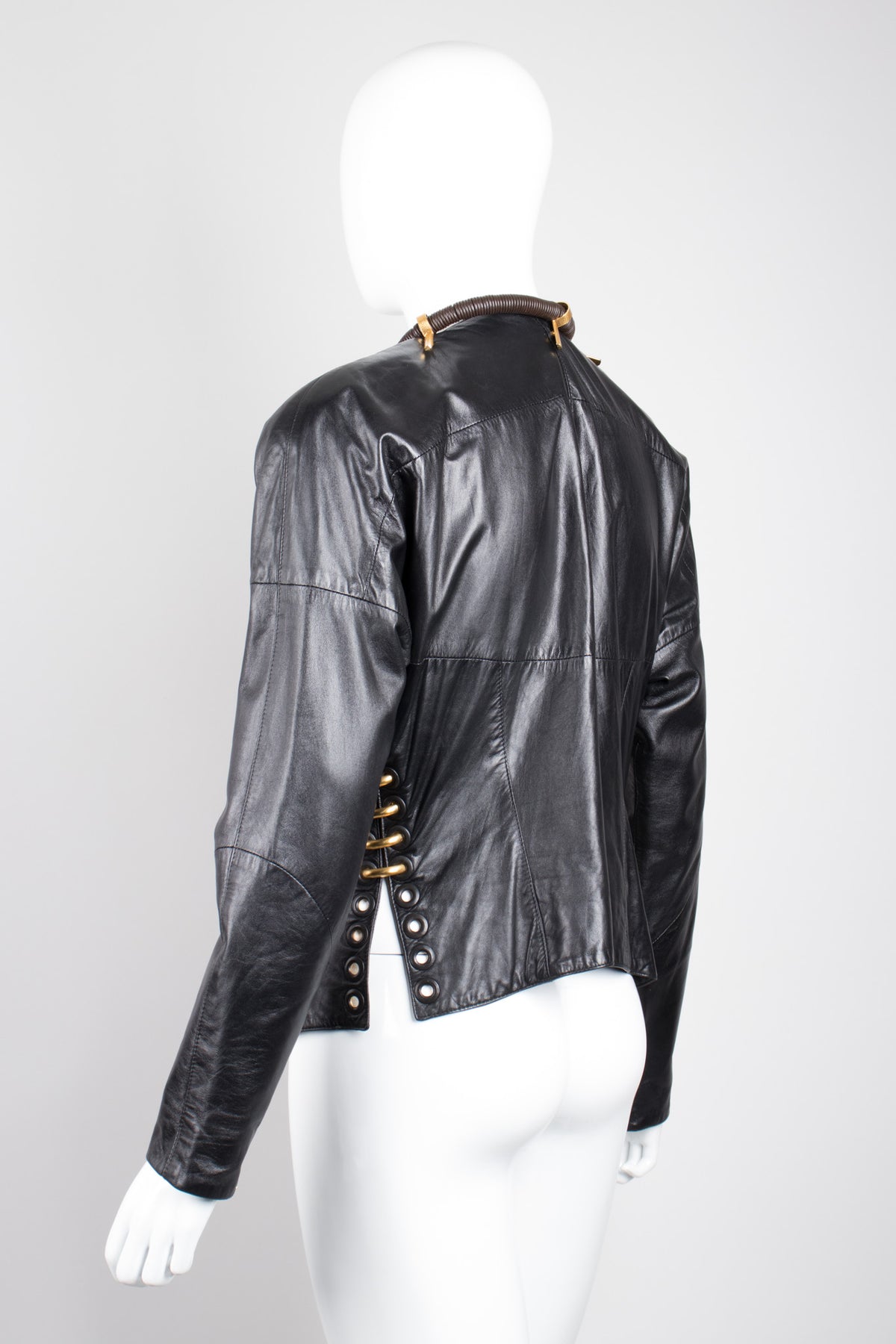 ジャケット・アウター GIANFRANCO FERRE Black leather jacket Ribbed Leather Jacket | Gianfranco Ferré