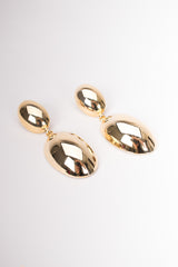 Vintage Shiny Golden Oval Drop Earrings