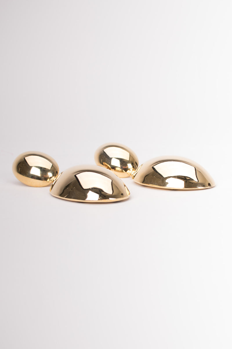 Vintage Shiny Golden Oval Drop Earrings