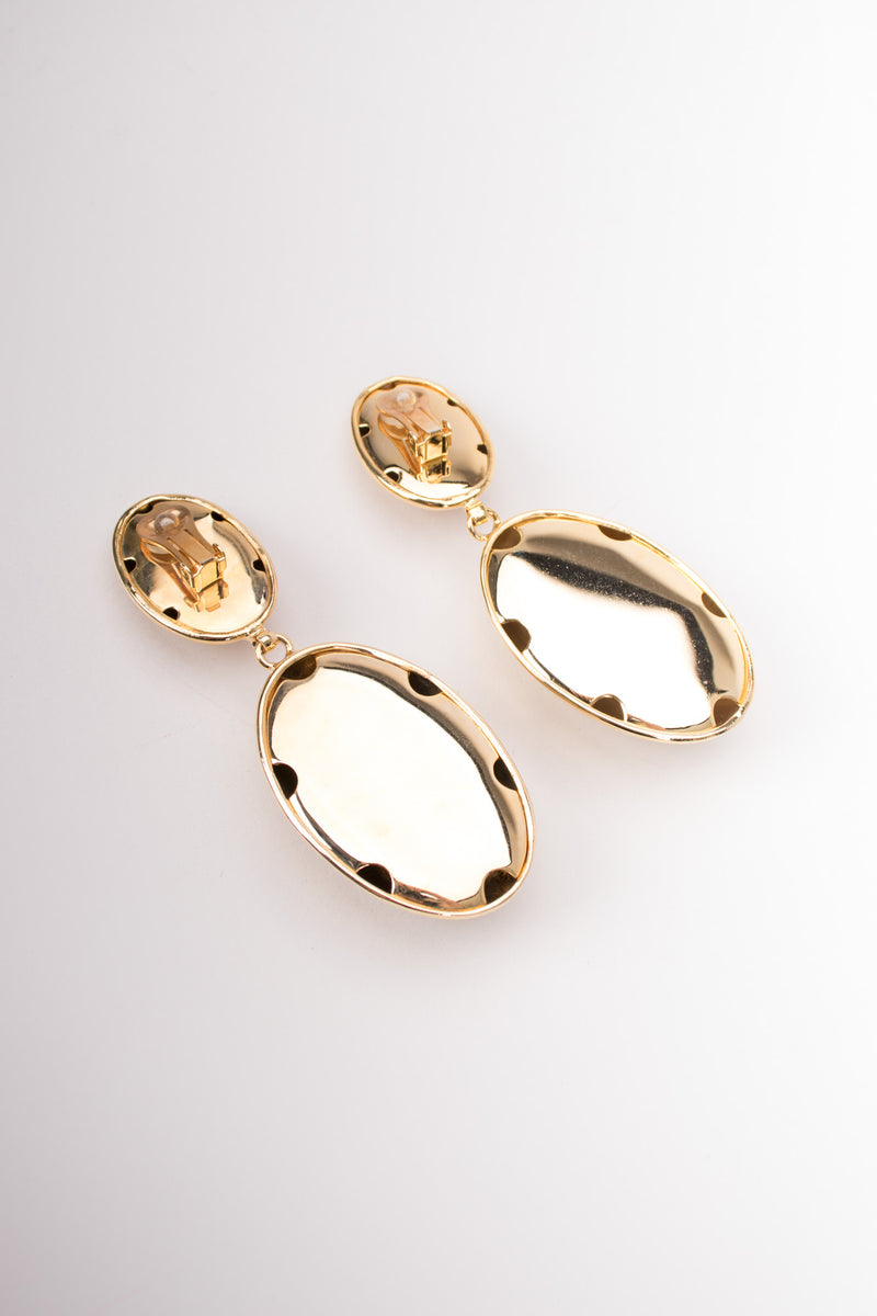 Vintage Golden Oval Drop Earrings