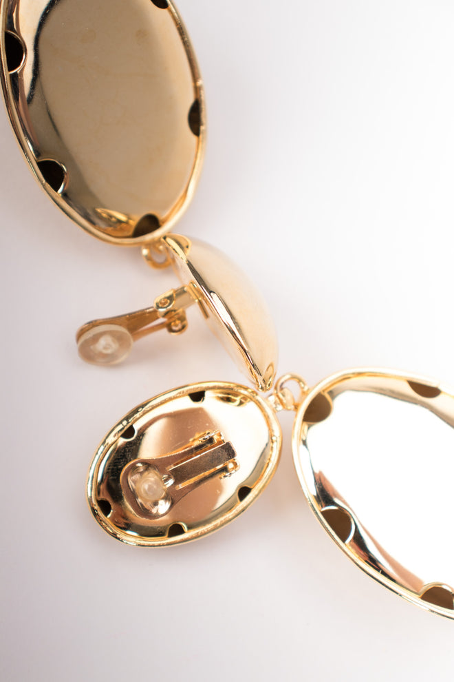 Vintage Golden Oval Drop Earrings