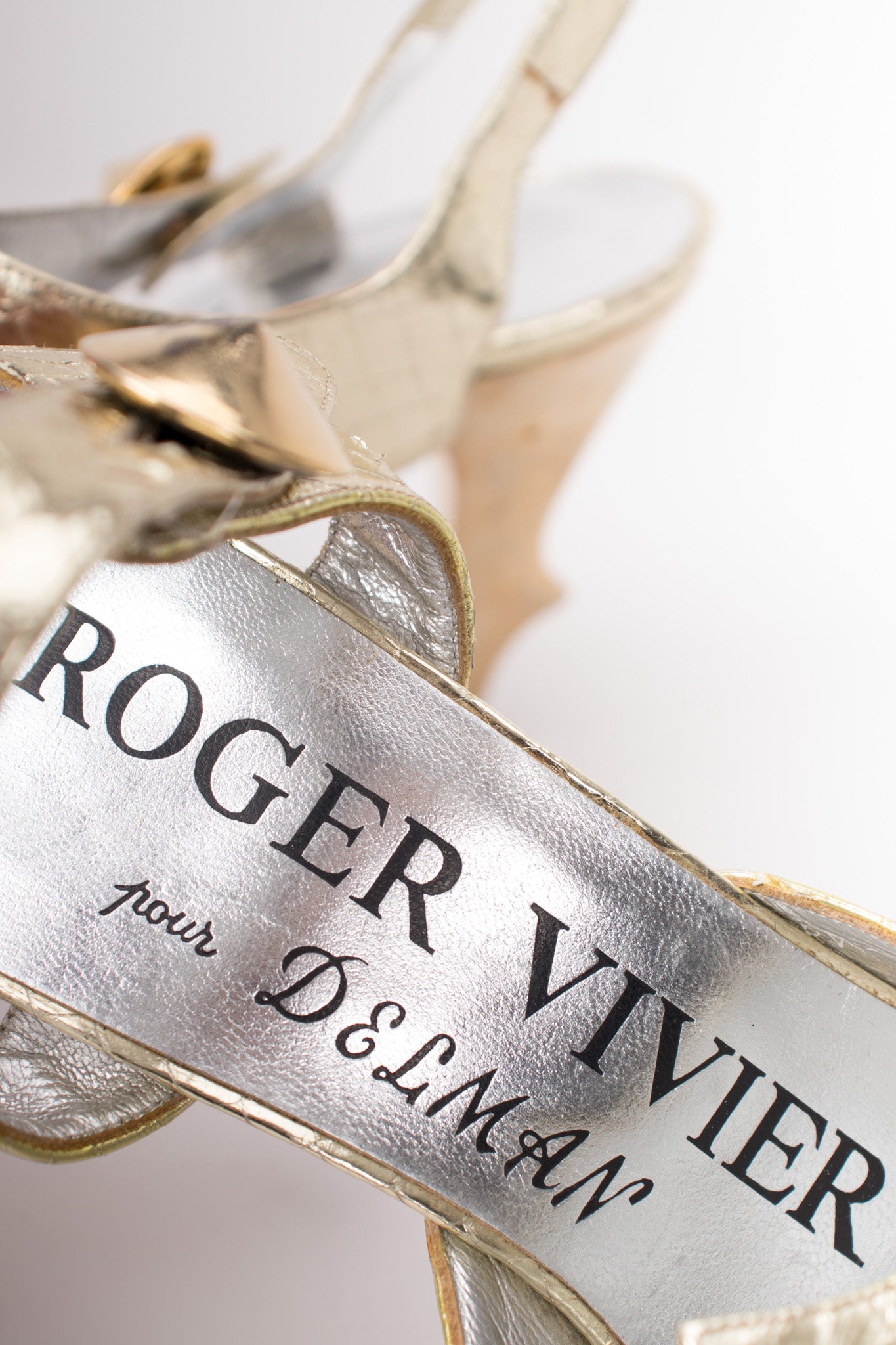Roger Vivier Metallic Lamé Snakeskin Sculpture Antler Heels