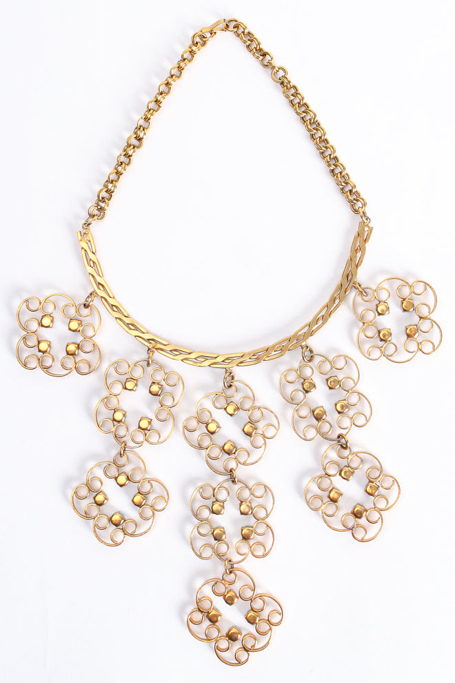 Vintage Moroccan Blossom Scroll Bib Necklace backside at Recess Los Angeles