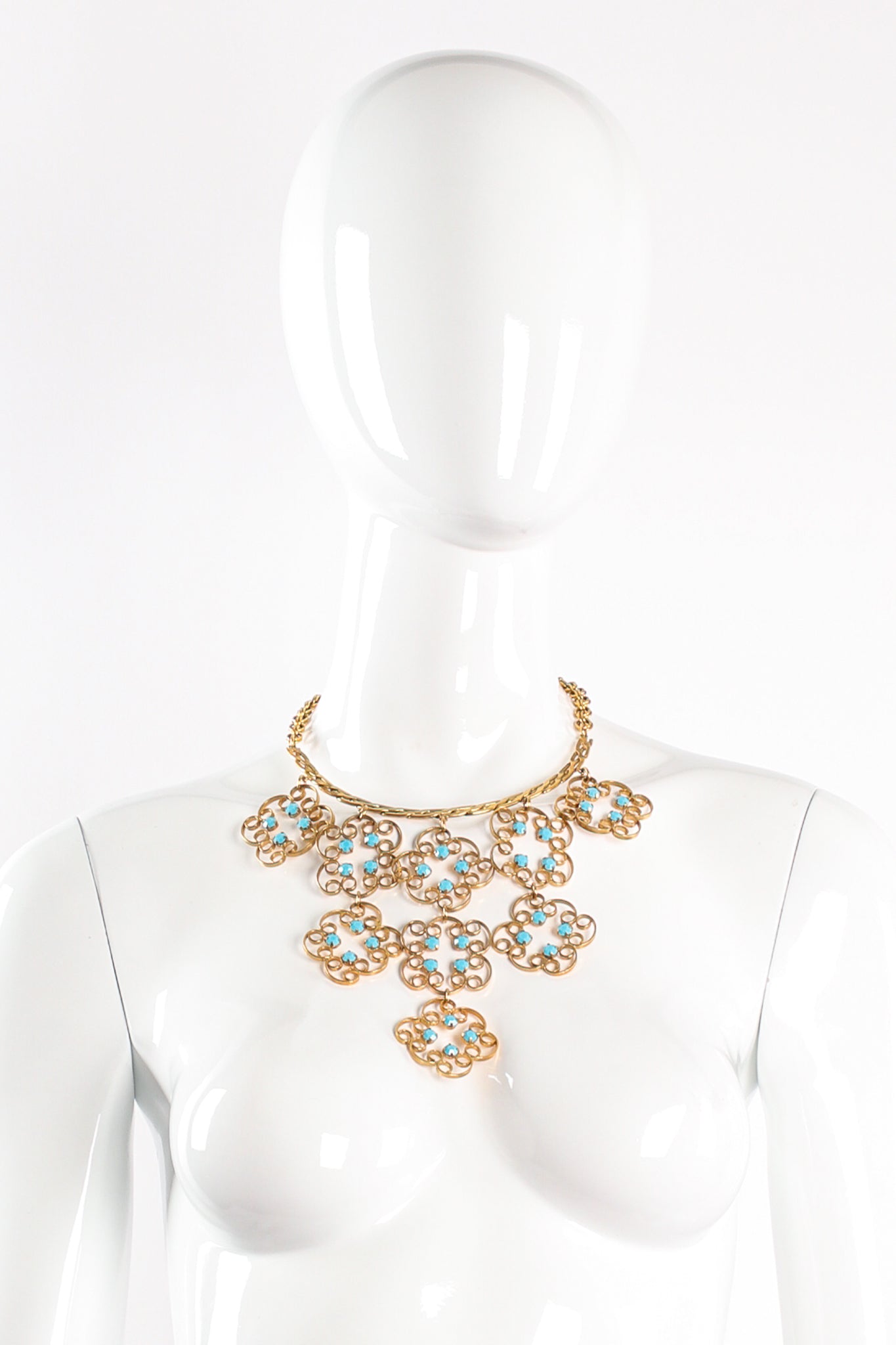 Vintage Moroccan Blossom Scroll Bib Necklace on mannequin at Recess Los Angeles