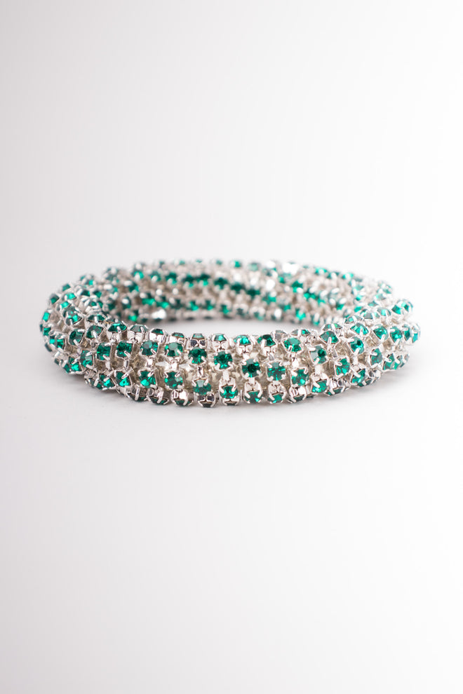 Tricolor Rhinestone Bangle Bracelet Set