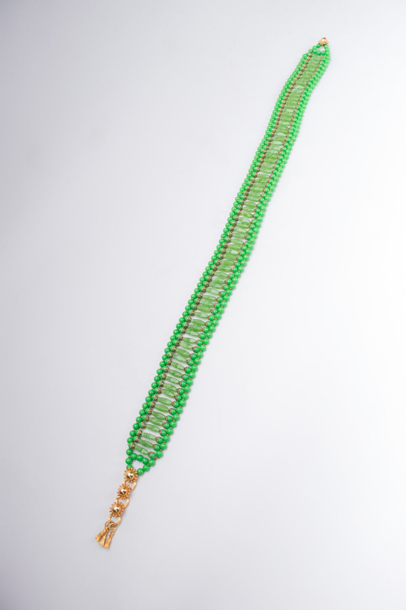 William de Lillo Vintage Green Glass Bead Belt