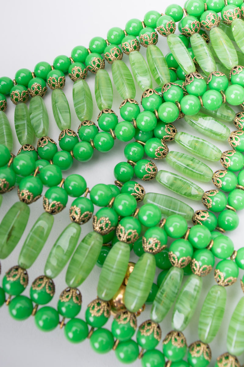 William de Lillo Vintage Green Glass Bead Belt
