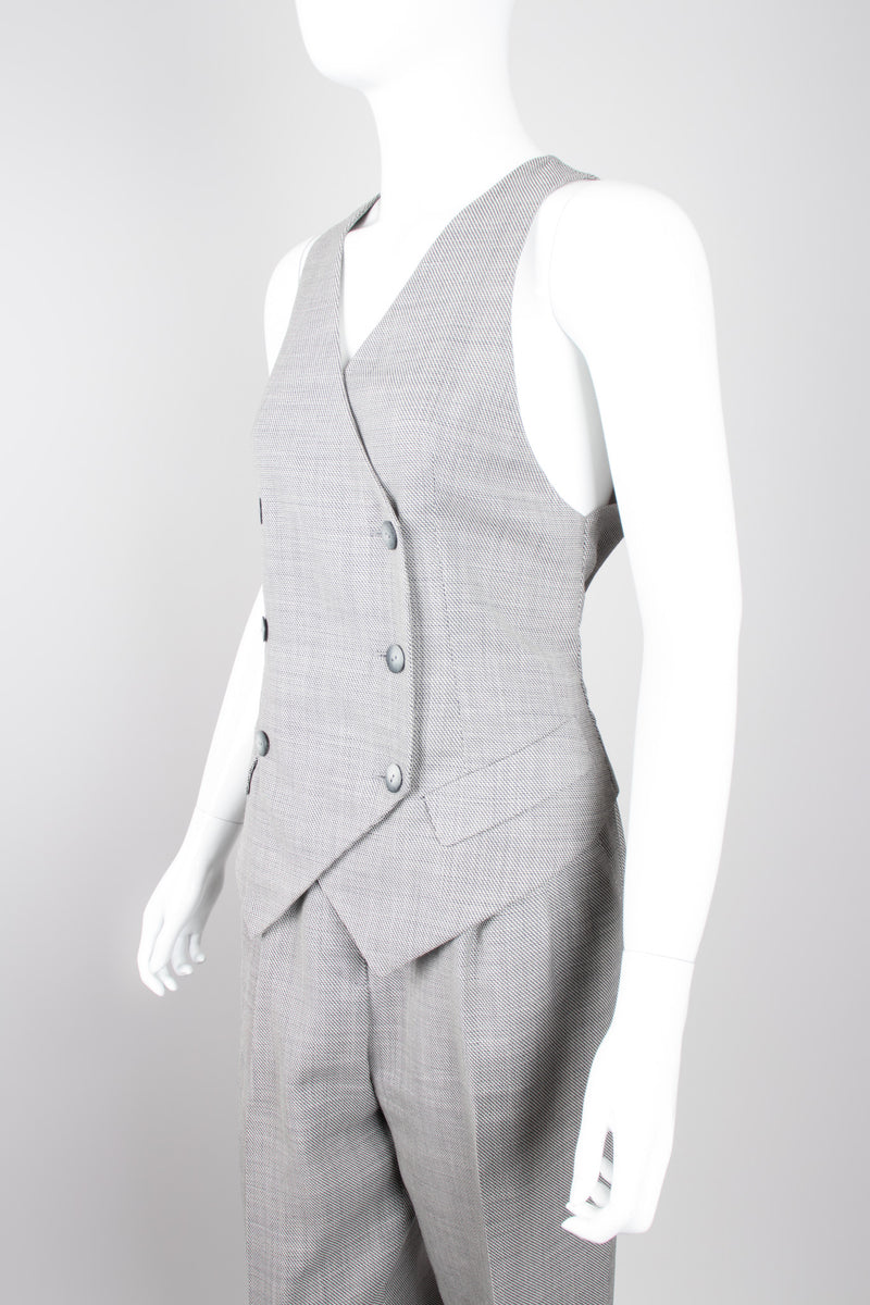 Neiman Marcus Studio Vintage Tweed Double Breasted Vest & Pant Suit Set