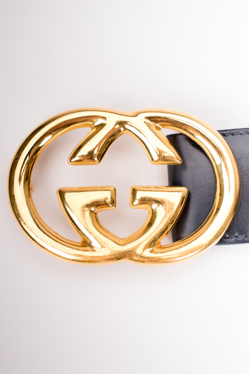 Gucci Vintage 80s GG Logo Buckle Leather Belt – Recess