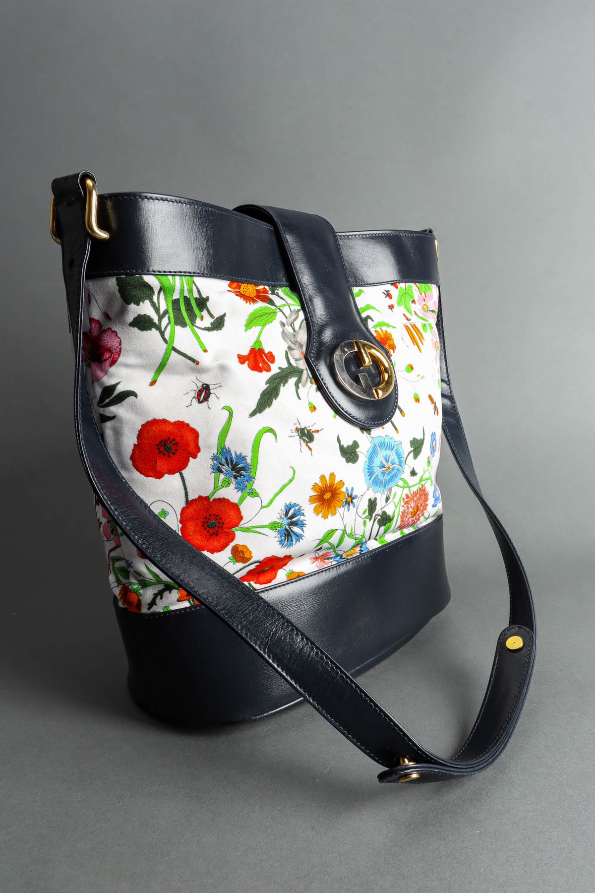 Vintage Gucci 1980s Botanical Flora Bucket Shoulder Bag – Recess