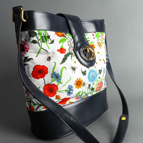 Cordelia Royal familie fodspor Vintage Gucci 1980s Botanical Flora Bucket Shoulder Bag – Recess