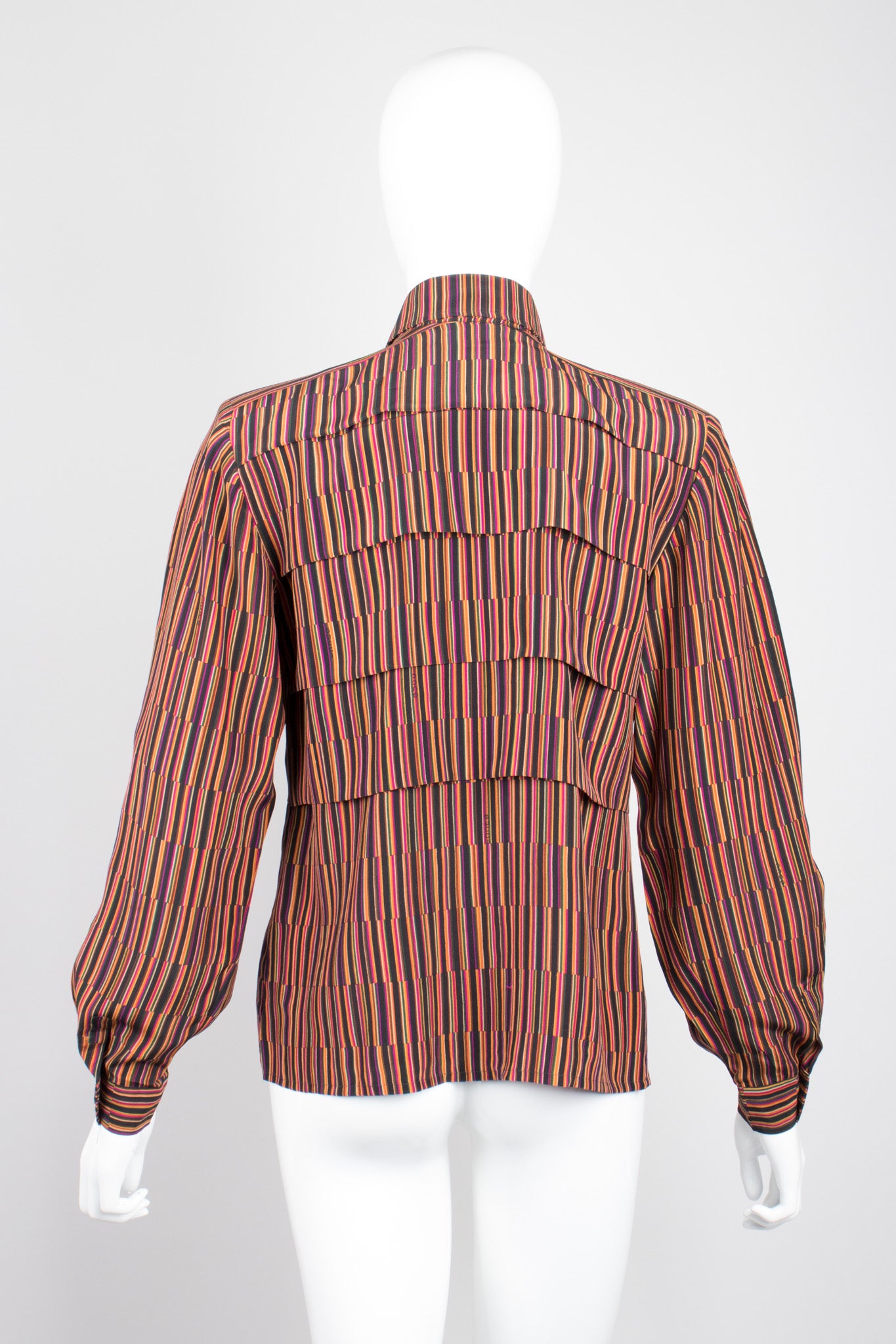 Gucci Vintage Pleated Matchstick Stripe Silk Shirt