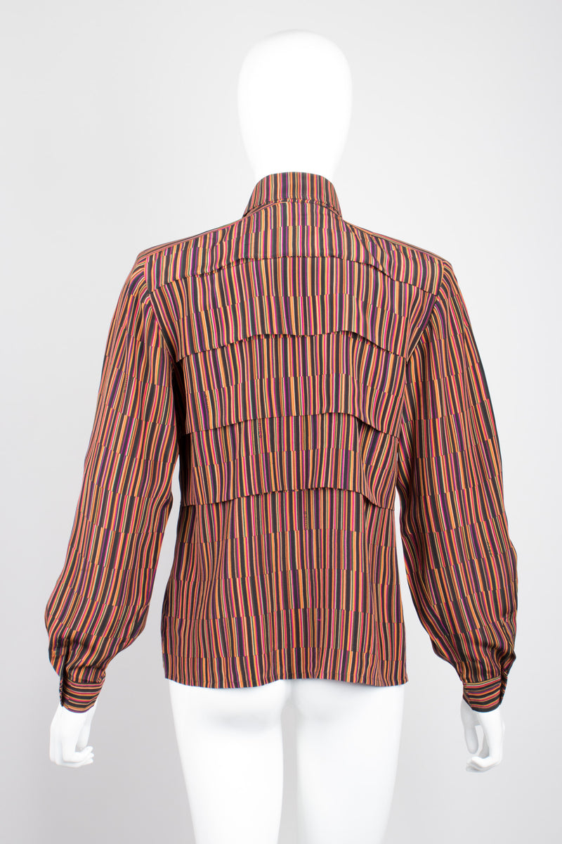 Gucci Vintage Pleated Matchstick Stripe Silk Shirt