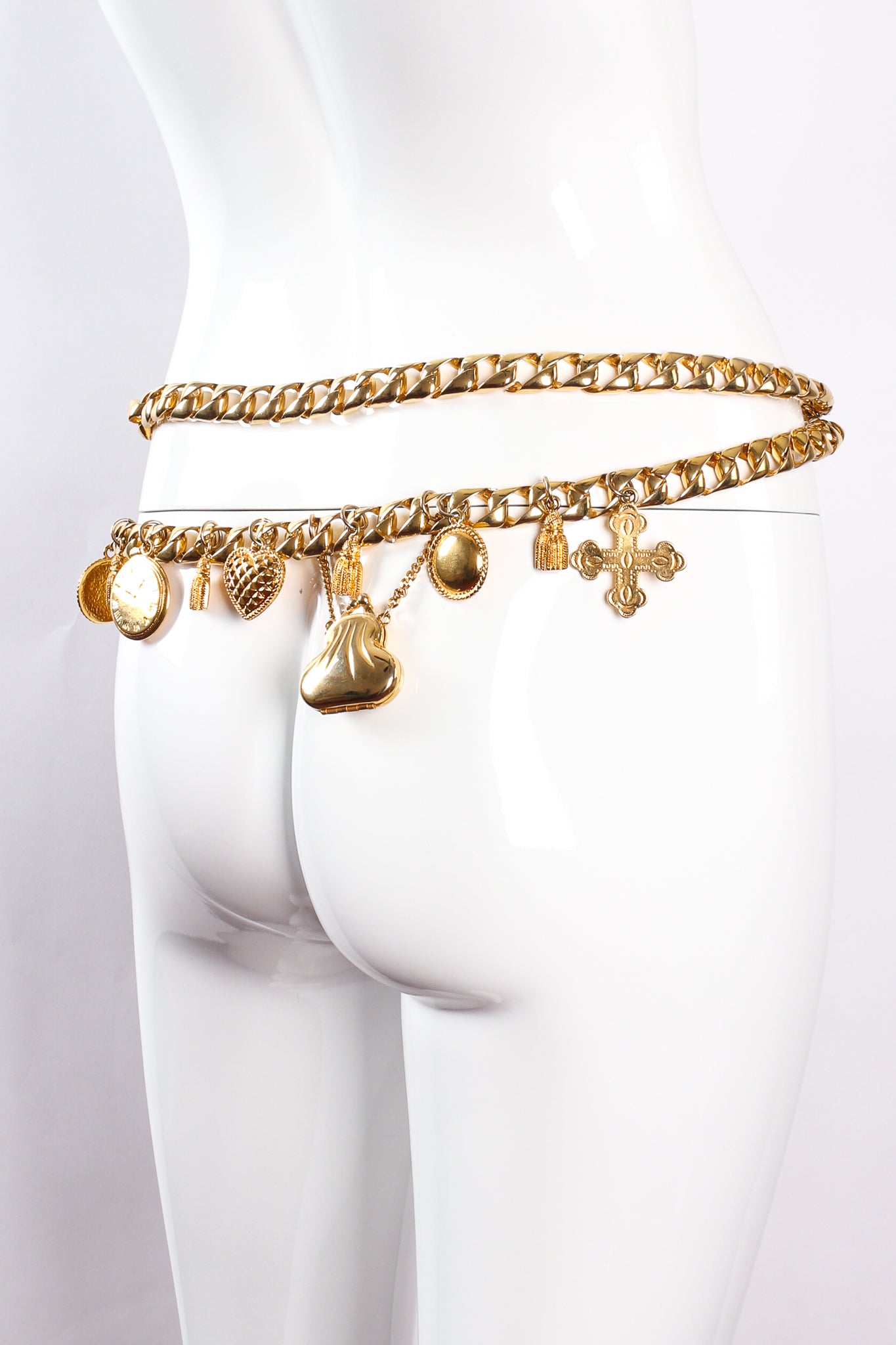 Vintage Escada Draped Charm Chain Belt on mannequin at Recess Los Angeles