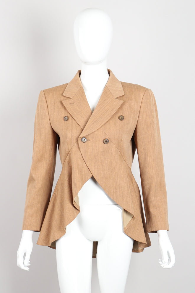 Issey Miyake Wool Cropped Waterfall Tuxedo Jacket & Pant Suit Set