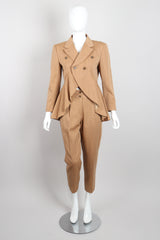 Issey Miyake Wool Cropped Waterfall Tuxedo Jacket & Pant Suit Set