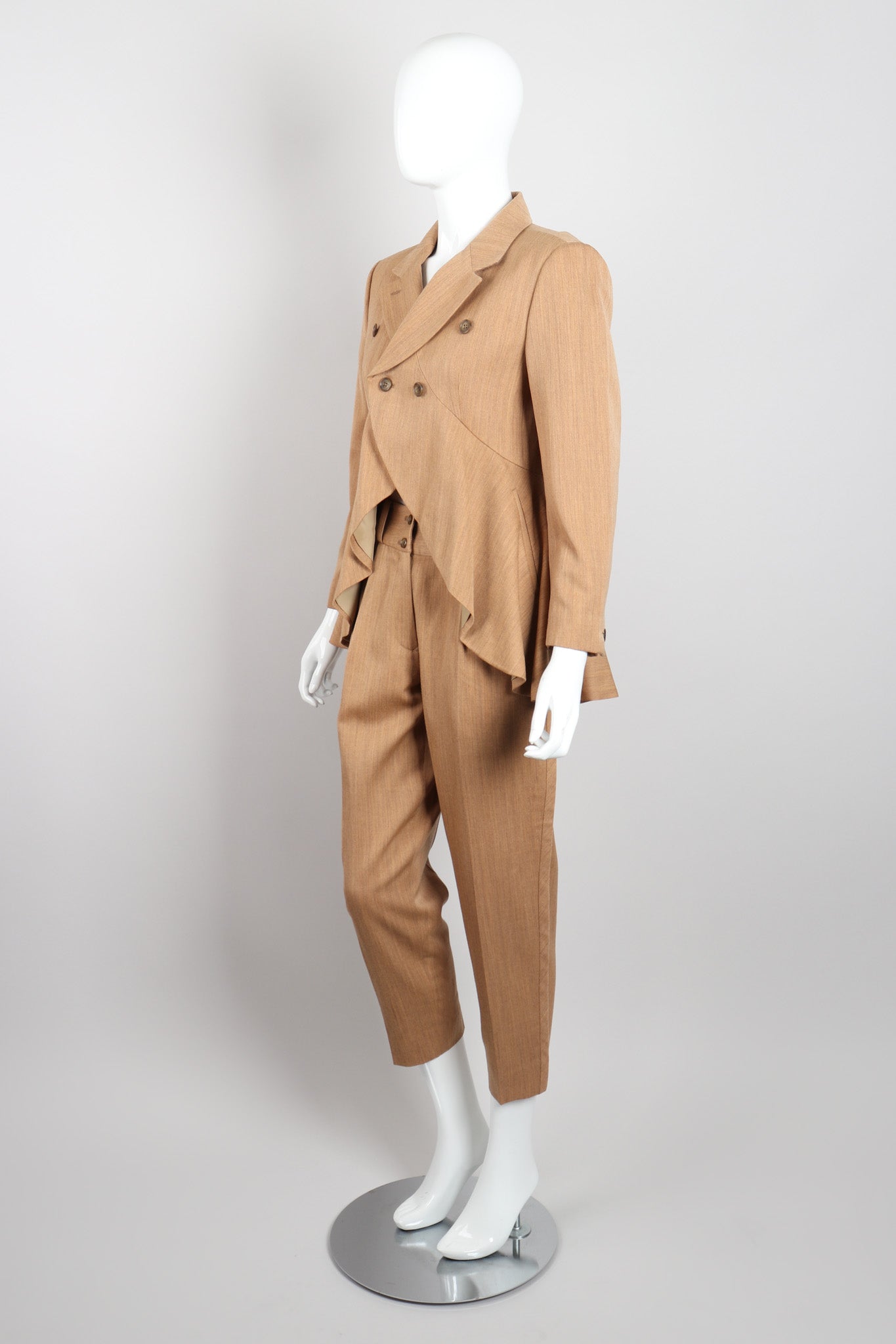 Issey Miyake Wool Cropped Waterfall Tuxedo Jacket & Pant Suit Set