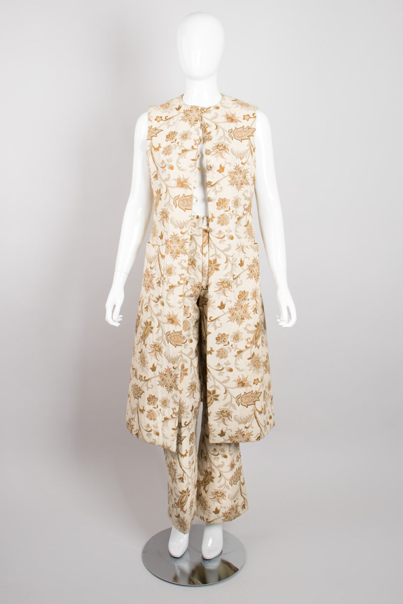 Vintage Junior Sophisticates Rockstar Gold Floral Brocade Vest & Pant Set Recess Los Angeles LA
