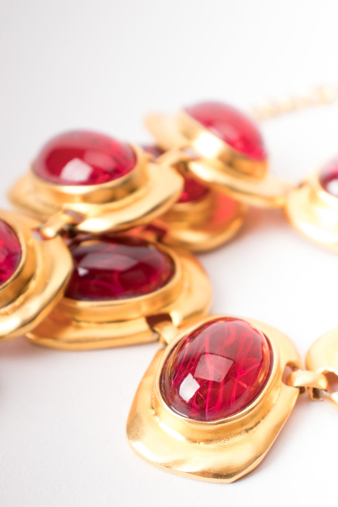 Kenneth Jay Lane Polished Glass Cabochon Collar Necklace