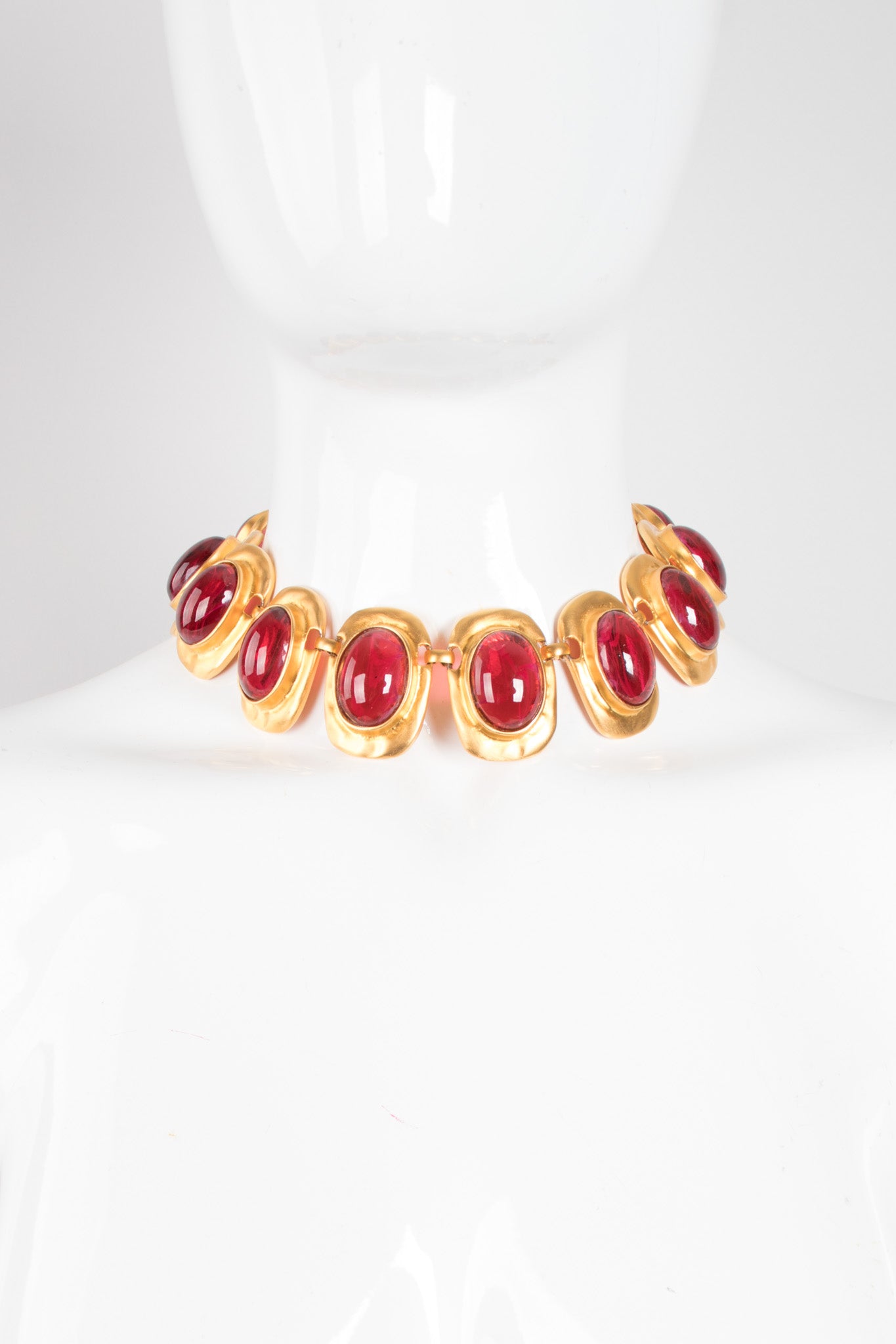 Kenneth Jay Lane Polished Glass Cabochon Collar Necklace