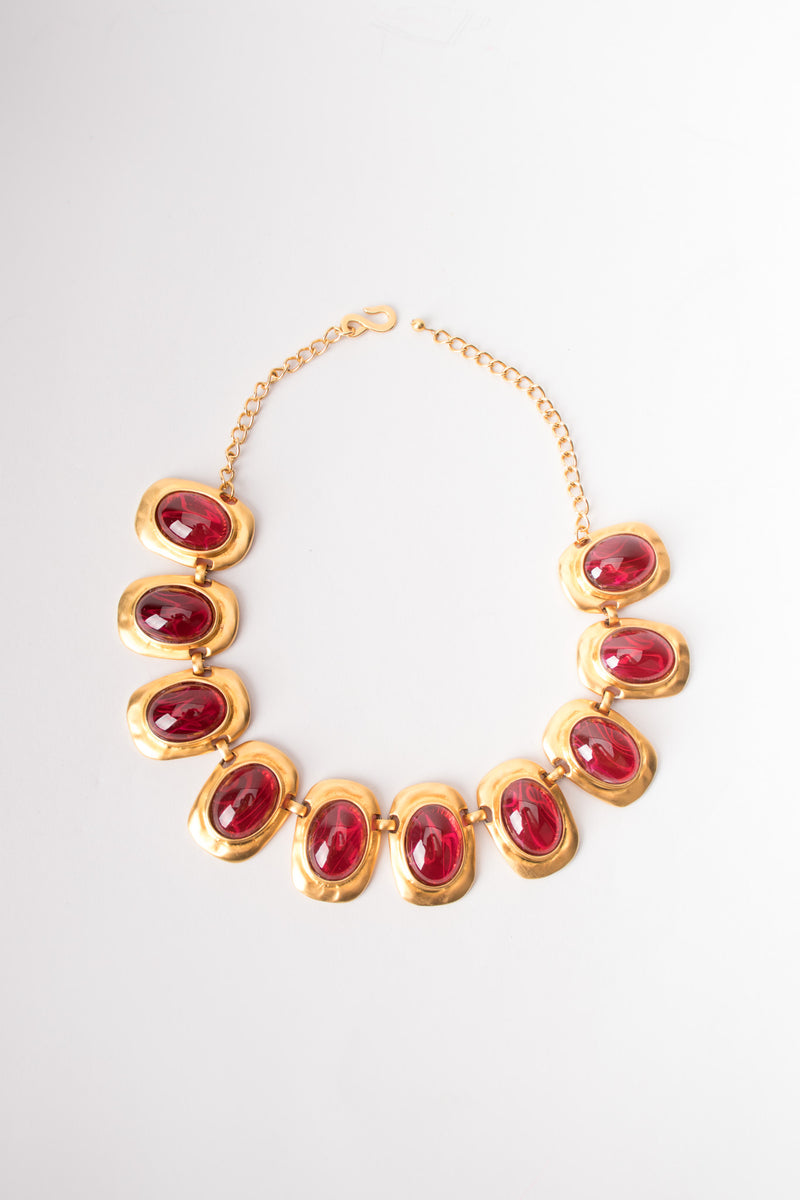 Kenneth Jay Lane Polished Glass Cabochon Collar Necklace