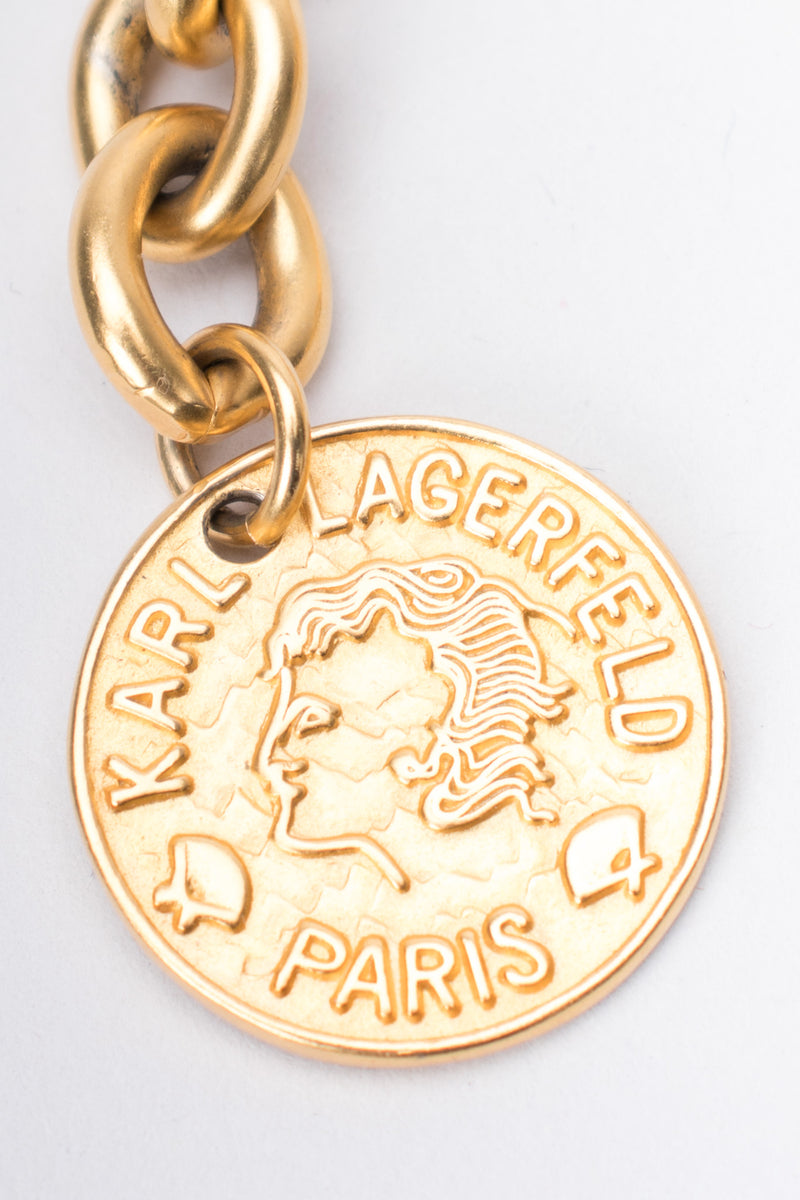 Karl Lagerfeld Triple Layer Gold Seal Stamp Necklace