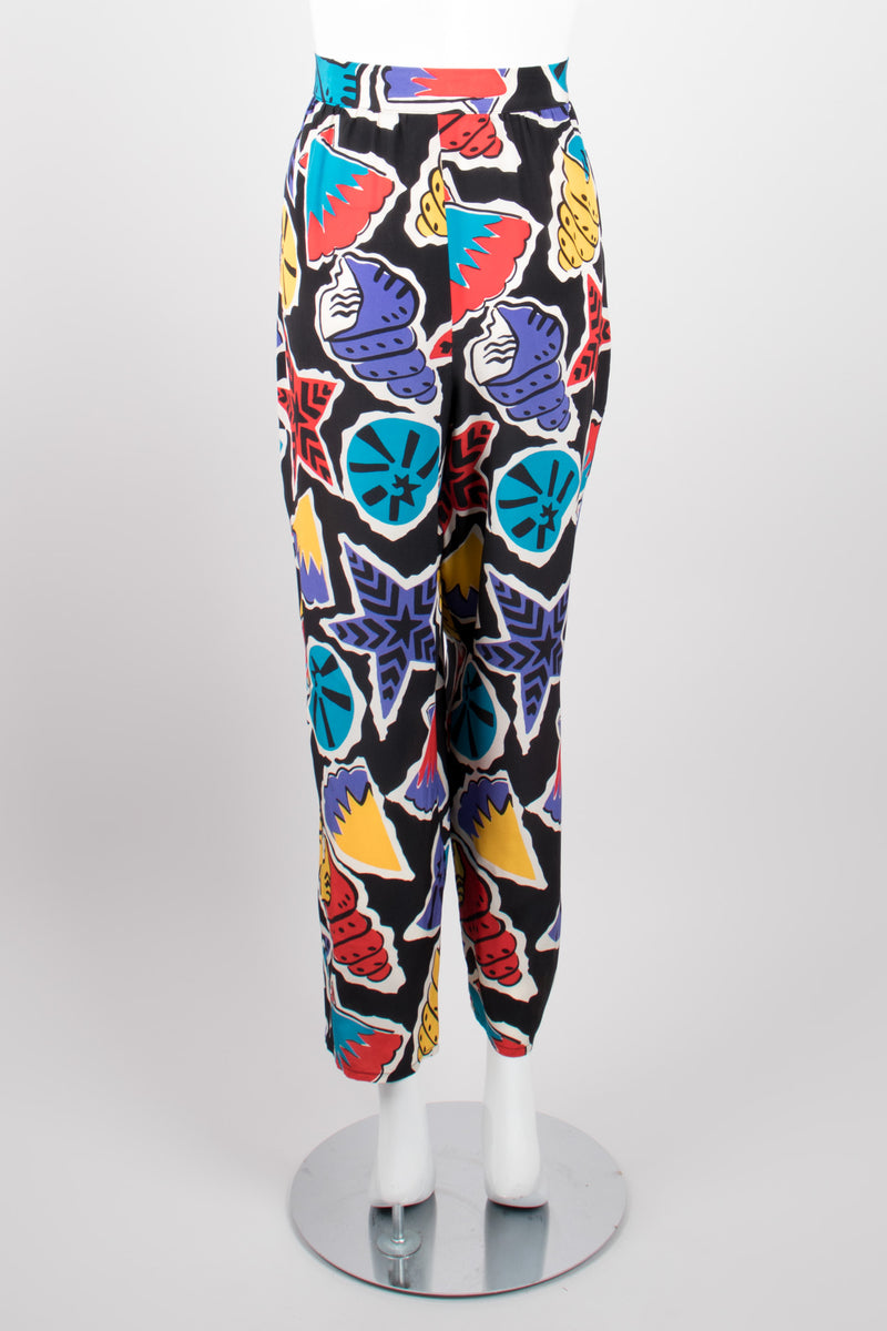 Karl Lagerfeld 90s Seashell Silk Print Top & Pant Set