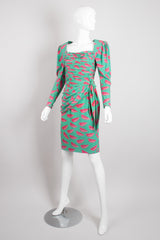 Emanuel Ungaro Parallèle Ruched Lip Print Dress