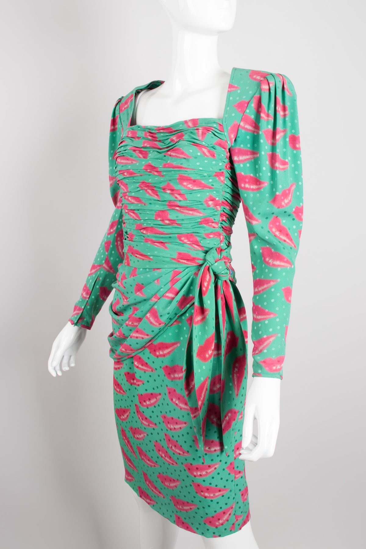 Emanuel Ungaro Parallèle Ruched Lip Print Dress – Recess