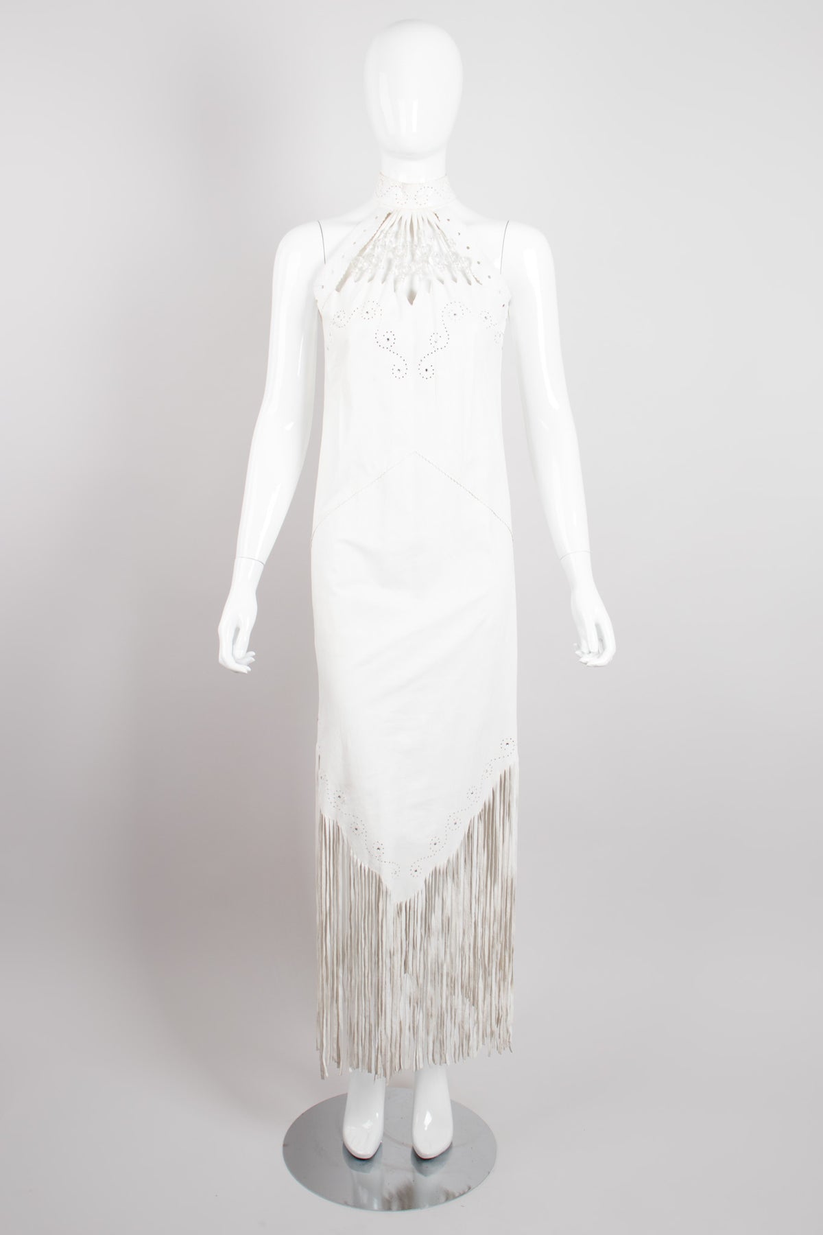 Design By Mandana Beaded Leather Fringe Halter Dress Recess Design By Mandana Beaded Leather Fringe Halter Dress Recess