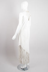 Design By Mandana Beaded Leather Fringe Halter Dress