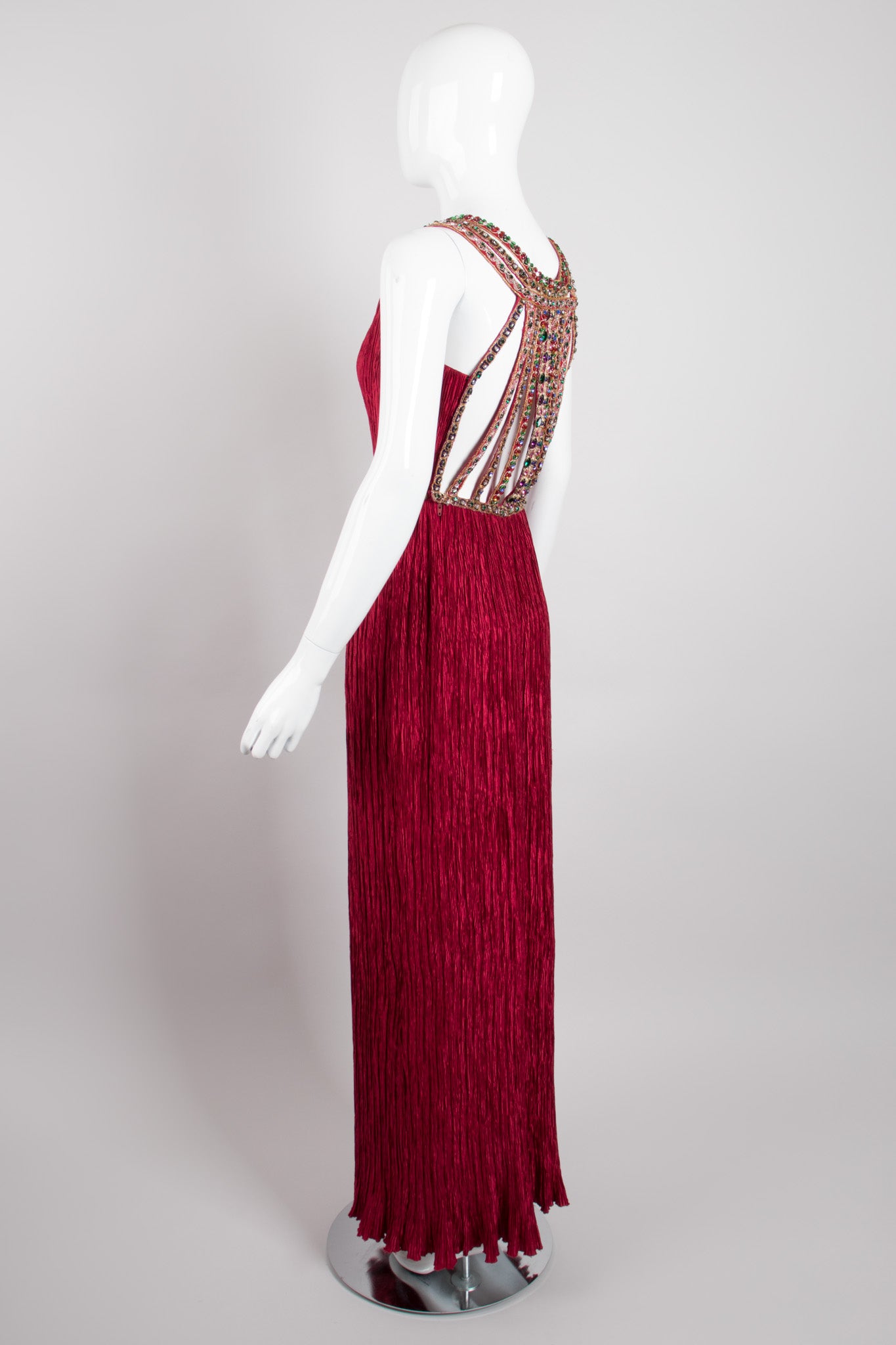 Mary McFadden Pleated Jeweled Back Dress GoT Game Of Thrones Cersei Red Wedding