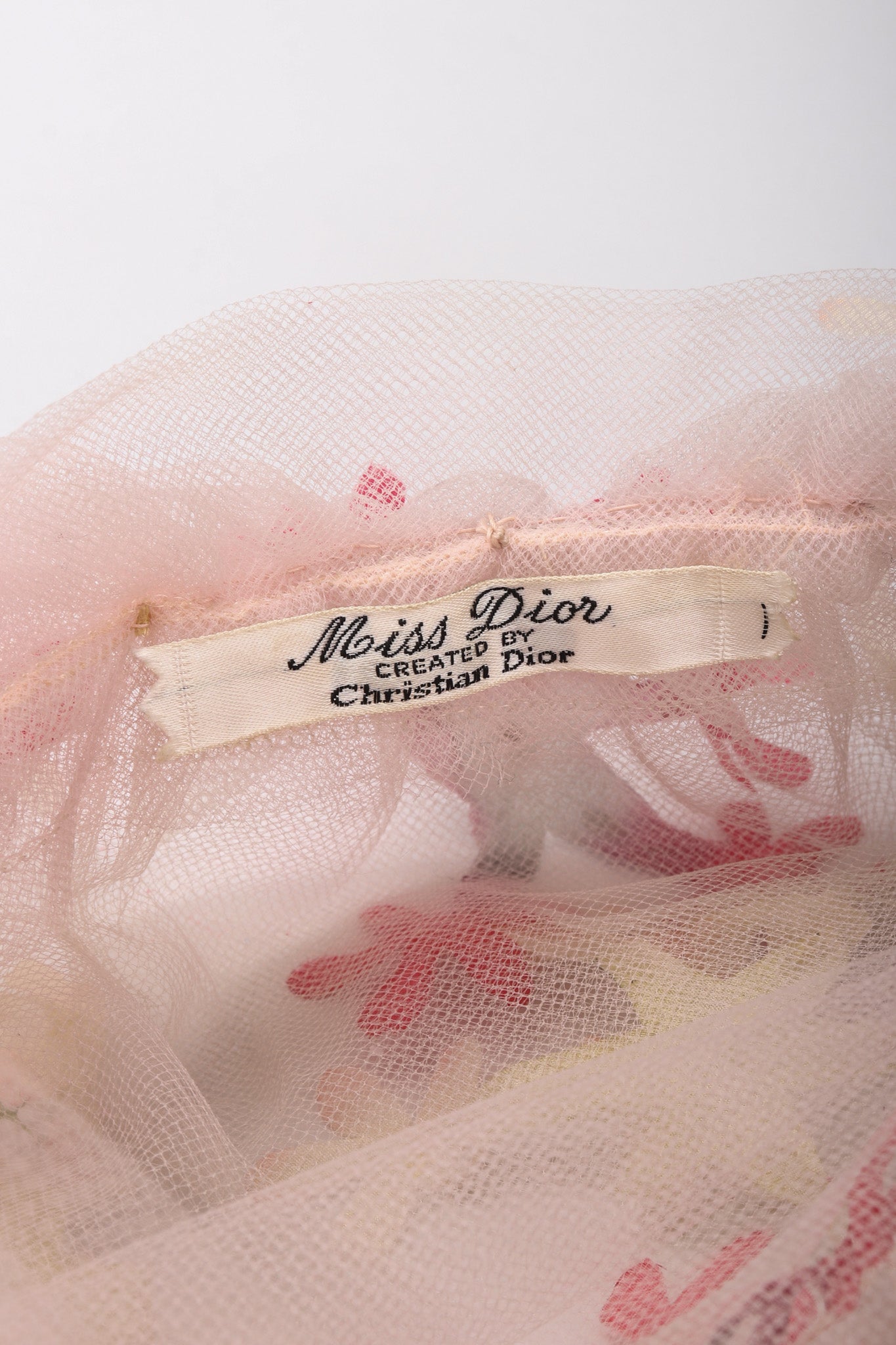 Recess Los Angeles Vintage Miss Dior Created By Christian Dior Mesh Tulle Flower Turban Hat