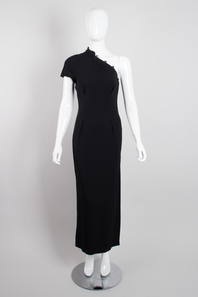 Moschino Asymmetrical One-Shoulder Cheongsam Sheath Dress