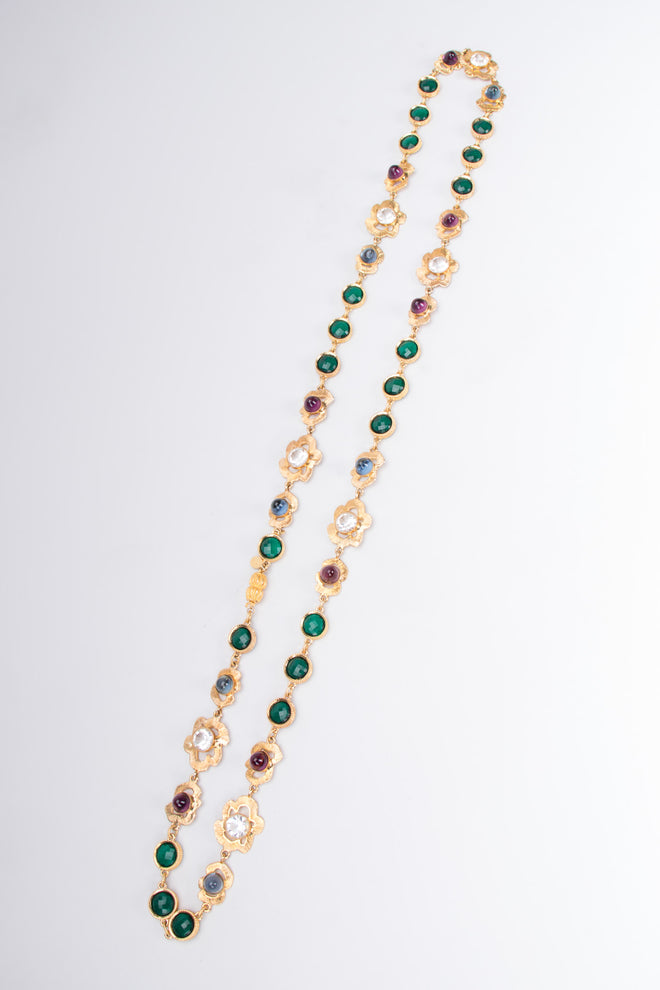 William de Lillo Long Crystal Flower Gem Necklace