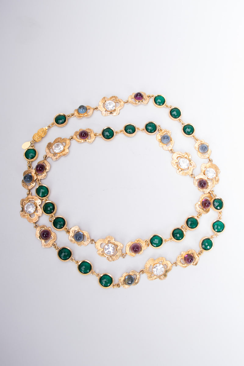 William de Lillo Long Crystal Flower Gem Necklace