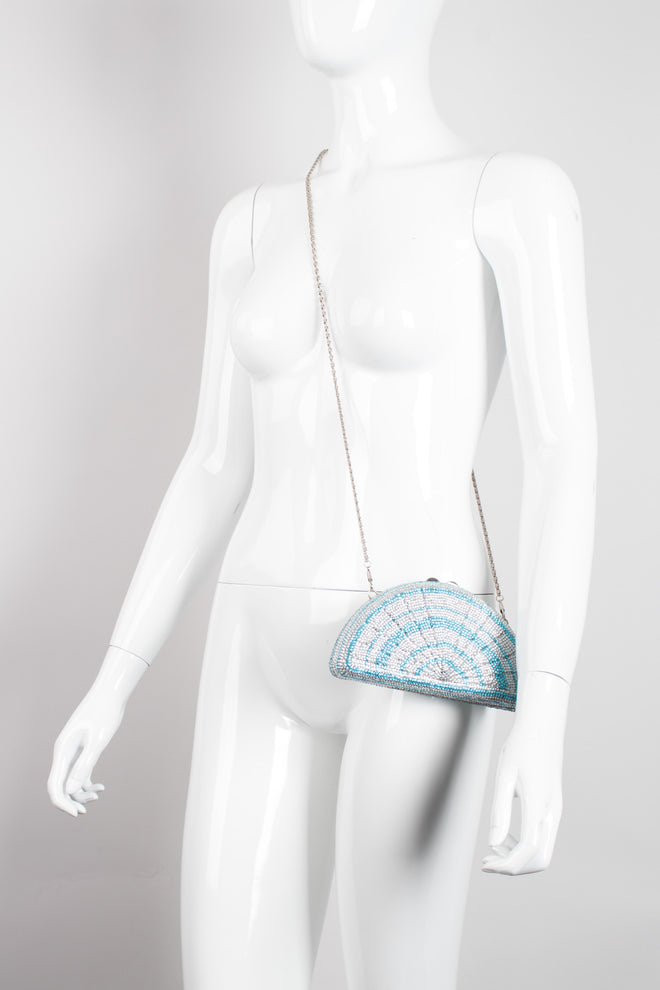 Vintage Nordstrom Rhinestone Fan Taco Clutch Minaudière