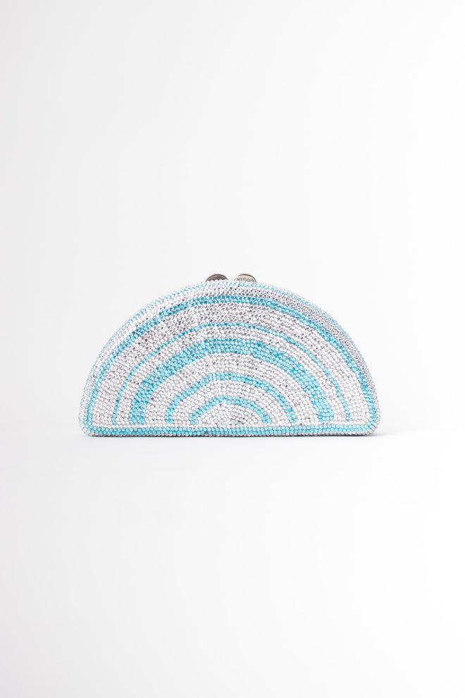 Vintage Nordstrom Rhinestone Fan Taco Clutch Minaudière